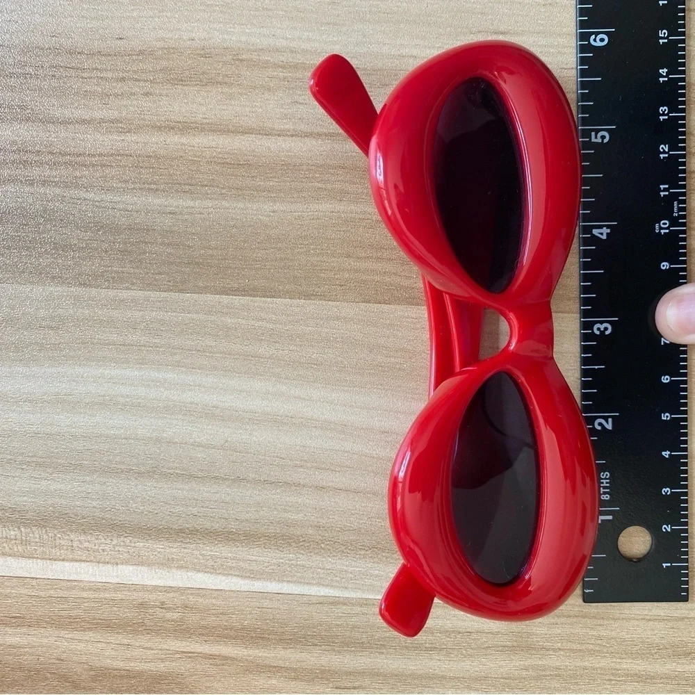 Retro Inflated Cat Eye Sunglasses for Women Men Sexy Lip Chunky Glasses Red
